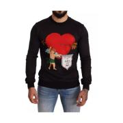 Dolce & Gabbana Cupid Print Logo Hoodie Sweatshirt Black, Herr