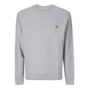 Maison Kitsuné Logodetaljerad Crew-Neck Sweatshirt Gray, Herr