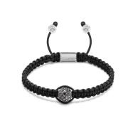 Nialaya Men&#39;s Black String Bracelet with Black Diamond Bead Gray, ...