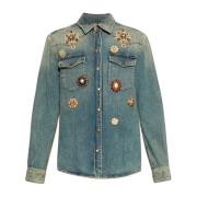 Dolce & Gabbana Denimskjorta med skimrande applikationer Blue, Herr