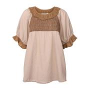 Rabens Saloner Elegant Angel Top Caramel Beige, Dam