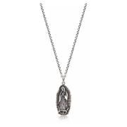 Nialaya Men&#39;s Silver Necklace with Our Lady of Guadalupe Pendant G...