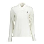 U.S. Polo Assn. Broderad Långärmad Polotröja White, Dam