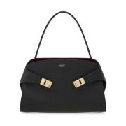 Salvatore Ferragamo Svart Lammskinn Gancini Handväska Black, Dam