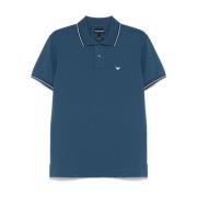 Emporio Armani Blå T-shirts och Polos med Randig Kant Blue, Herr