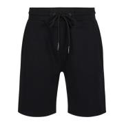 Iceberg Smala svarta Bermuda-shorts i bomullsfleece med broderad emble...