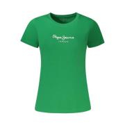 Pepe Jeans Grön Bomull Crew Neck Tee Green, Dam