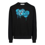 Iceberg Svart crewneck sweatshirt med klassisk passform och björntryck...