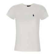 Polo Ralph Lauren Vit Bomull T-shirt med Logobroderi White, Dam