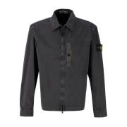 Stone Island Borstad bomullscanvas Overshirt 'Gammal' Effekt Black, He...