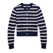 Polo Ralph Lauren Blårandig Crewneck Kofta Blue, Dam