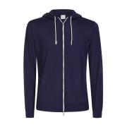 Eleventy Sportig Full Zip Hoodad Ulltröja Blue, Herr