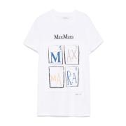 Max Mara Vit Logo Print Crew Neck T-shirts White, Dam