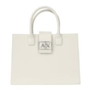 Armani Exchange Beige Shopper Väska Vår Sommar Kollektion White, Dam