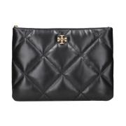 Tory Burch Svart Nappa Chevron Quiltad Crossbody Väska Black, Dam