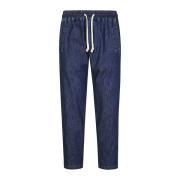 Eleventy Bomull Linne Stretch Jogger Byxor Blue, Herr