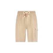 MC2 Saint Barth Beige Linne Bermuda Chinos Med Sidoficka Beige, Herr