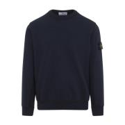 Stone Island Blå Sweatshirt Rund Hals Logo Patch Blue, Herr