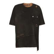 Balmain Asymmetrisk Destroy Washout T-shirt Black, Herr