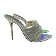 Casadei Laminerade lädersandaler med Swarovski Gray, Dam