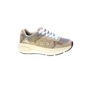 Sun68 Grå Mesh Sneakers med Beige Mocka Insatser Beige, Dam