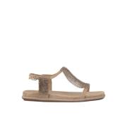 ALMA EN PENA Platt sandal strassnät Beige, Dam