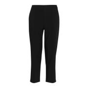 Kaffe Elastiska Cropped Byxor Svart Djup Black, Dam