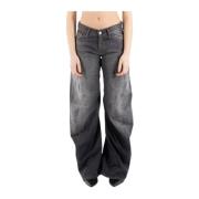 Acne Studios Svarta Bomulls Jeans A00515 Black, Dam