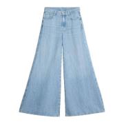 7 For All Mankind Vintage Linne Denim Wide Leg Jeans Blue, Dam