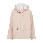 Brunello Cucinelli Rosa Bomull Regnjacka med Huva Pink, Dam