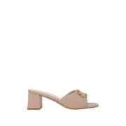 Twinset Chunky Heel Brun Lädermules Brown, Dam