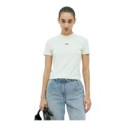 Jacquemus Bomull Jersey Hög Hals T-shirt Beige, Dam