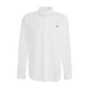 Polo Ralph Lauren Vit Ribbad Skjorta med Logobroderi White, Herr