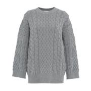 KAOS Grå Kabelstickad Tröja Aw24 Gray, Dam