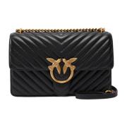 PINKO Klassisk Sheep Nappa Chevron Väska Black, Dam