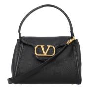 Valentino Garavani Svart Topp Handväska med V-Logo Hardware Black, Dam