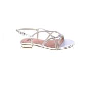 Bibi Lou Silver strass låg sandal med fotledsrem Gray, Dam