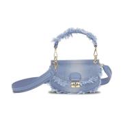 Ganni Denim Crossbody Väska i Blå Blue, Dam