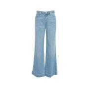 7 For All Mankind Blå Flared Jeans High-Waisted Wide Leg Blue, Dam