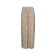 KAOS Beige Animal Print Wide Leg Trousers Beige, Dam