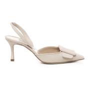 Manolo Blahnik Beige Mockapump med Stilettklack Beige, Dam