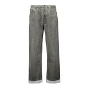 IRO Grå Denim Jeans med Vit Hem Gray, Herr