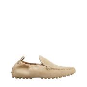 Tod's Beige Mocka Loafer Elastisk Sula Beige, Dam