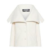 Jacquemus Vit Ulljacka med Draperad Krage White, Dam