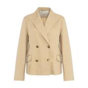 Jucca Beige Denim Blazer Chic Layering Beige, Dam