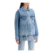 Khaite Sliten Denim Truckerjacka Blue, Dam