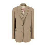 Golden Goose Beige Pinstripe Jacka Kvinna Viskos Blandning Beige, Dam