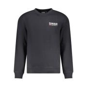 Napapijri Svart Crew Neck Sweatshirt med Unik Print Black, Herr