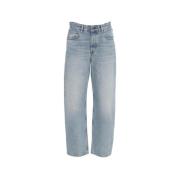 Won Hundred Blå Straight Fit Jeans Chic Logo Blue, Dam