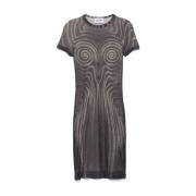 Jean Paul Gaultier Svart Spiral Mesh Kort Klänning Black, Dam